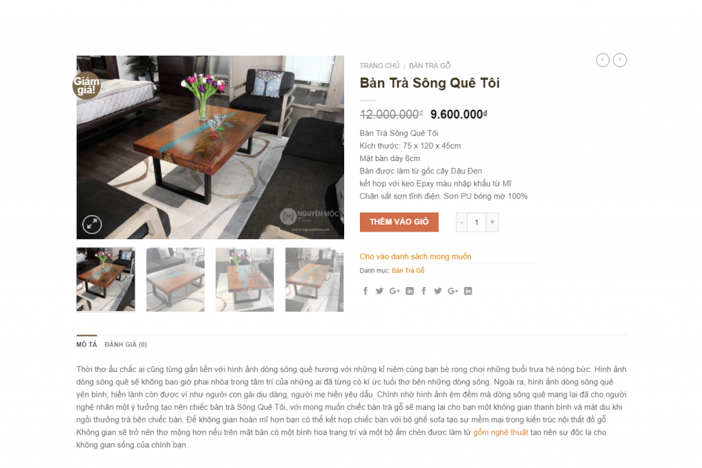 Giao diện website Nguyên Mộc