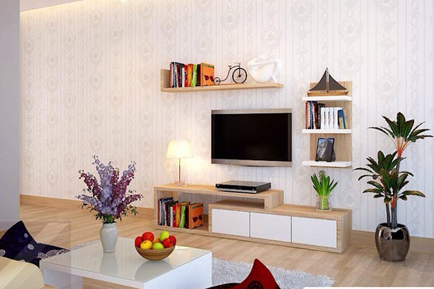 kệ gỗ trang trí nội thất phòng ngủ
